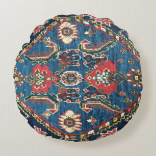 Coussins Ronds Antique, Persan Oriental, Tapis Turc, Bleu