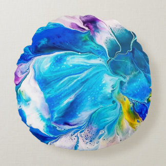 Coussins Ronds Aqua and White Round Cushion