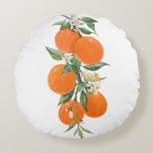 Coussins Ronds Aquarelle agrumes citrons orange citron