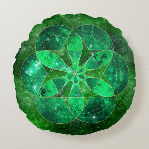 Coussins Ronds Aquarelle celtique Mandala Galaxy Géométrie sacrée