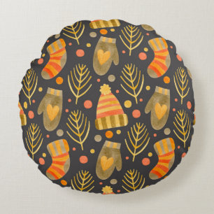 Coussins Ronds Aquarelle couleur douce motif nouvelle année, joye