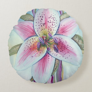 Coussins Ronds Aquarelle de lis de Pâques