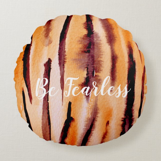 Coussins Ronds Aquarelle de tigre orange noir (Devant)