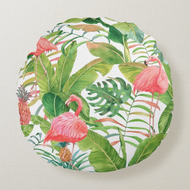 Coussins Ronds Aquarelle dessinée à la main sans couture motif av (Devant)