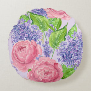 Coussins Ronds Aquarelle et lilas