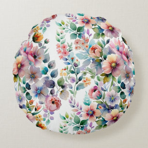 Coussins Ronds Aquarelle Floral Motif sans joint