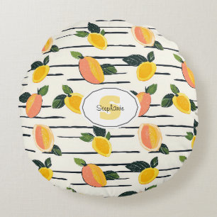 Coussins Ronds Aquarelle Mango Motif avec Feuilles verts (2)