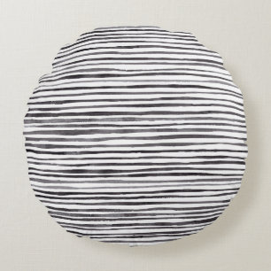 Coussins Ronds Aquarelle moderne noir et blanc