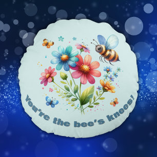 Coussins Ronds Aquarelle Monogramme Vous êtes les genoux de l'abe