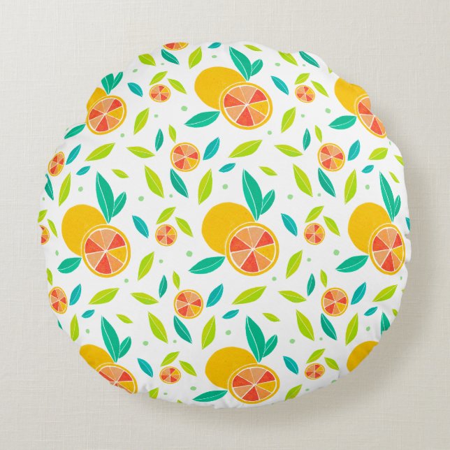 Coussins Ronds Aquarelle Motif Oranges sucrées (Devant)