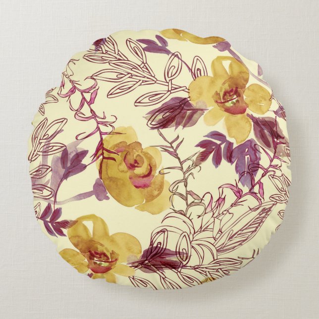 Coussins Ronds Aquarelle Motif transparent avec élément profilé (Devant)