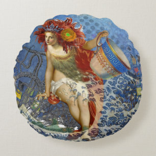 Coussins Ronds Aquarius Mermaid Bleu gothique