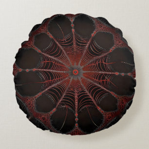 Coussins Ronds Araignée de Redback Fractal Art,