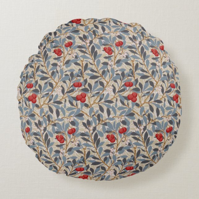 Coussins Ronds Arbre à framboises rouges, William Morris (Devant)