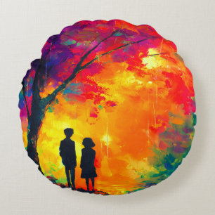 Coussins Ronds Arbre coloré d'amour