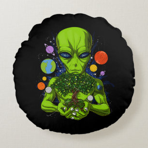 Coussins Ronds Arbre d'alien d'espace des Extraterrestrials d'UFO