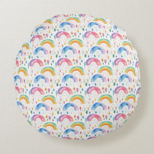 Coussins Ronds Arc-en-ciel coloré et arbre Motif transparent
