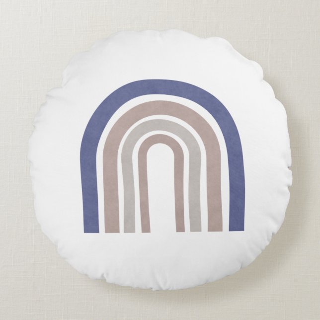Coussins Ronds Arches du milieu du siècle - Bleu et Beige (Devant)