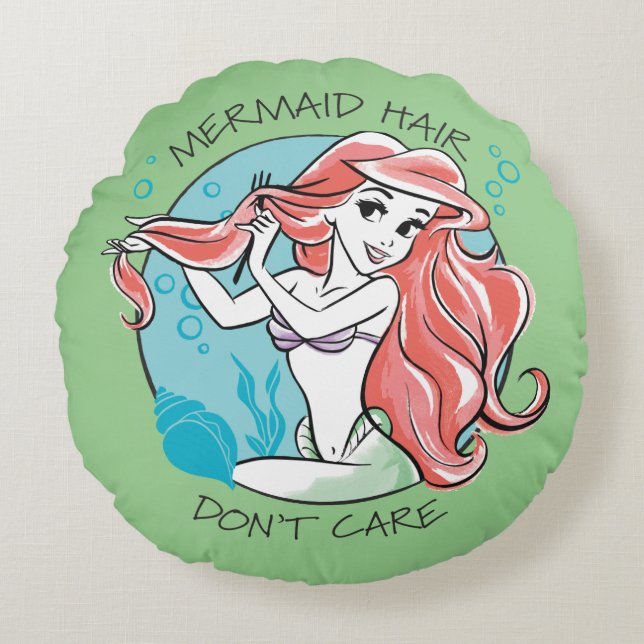 Coussins Ronds Ariel Mermaid Hair s'en fiche (Devant)