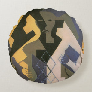 Coussins Ronds Arlequin à une table par Juan Gris, Cubisme Vintag