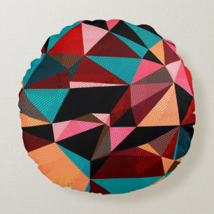 Coussins Ronds Arrière - plan Abstrait avec triangles et coloré
