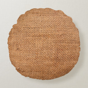 Coussins Ronds Arrière - plan de tissu de burlap Brown ou tissu 
