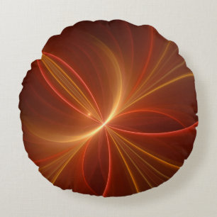 Coussins Ronds Art abstrait fractal mystique Couleurs chaudes mod