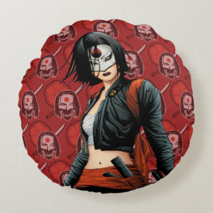Coussins Ronds Art de bande dessinée du peloton   Katana de
