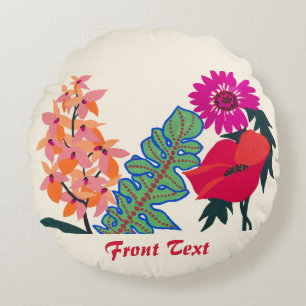 Coussins Ronds Art de jardin floral bohème maximaliste vibrant