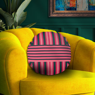 Coussins Ronds Art Déco Charcoal Pink Abstrait Elegant Motif