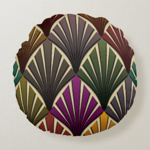 Coussins Ronds art déco, nouveau, vert chasseur, bleu marine, jau