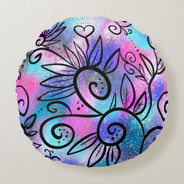 Coussins Ronds Art floral amusant (Devant)