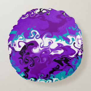 Coussins Ronds Art fluide des vagues violettes