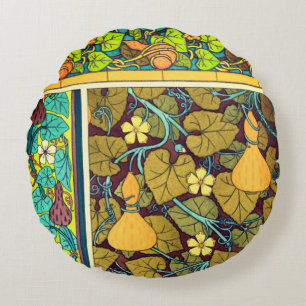 Coussins Ronds Art nouveau automne floral élégant gourde rouge vi
