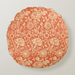 Coussins Ronds Art Nouveau Carnation Damask, Mandarin Orange