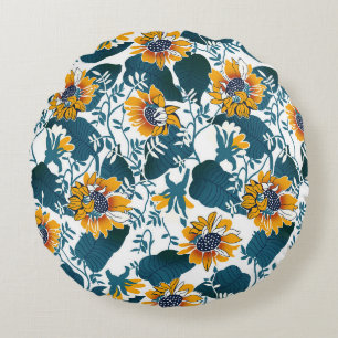 Coussins Ronds Art Nouveau, motifs floraux.