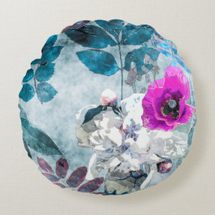 Coussins Ronds art vintage aquarelle coloré floral transparent pa