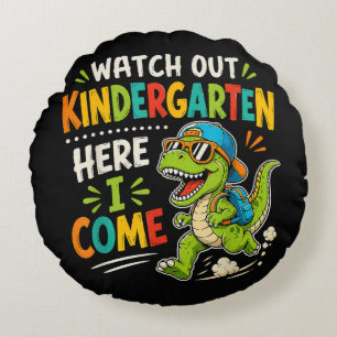 Coussins Ronds Attention maternelle j'arrive Dino