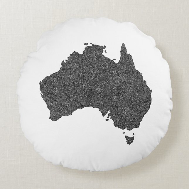 Coussins Ronds Australie Carte Design avec des frontières cachées (Devant)