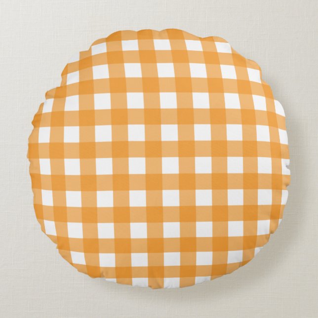 Coussins Ronds Automne Automne Orange Plaid Motif (Devant)