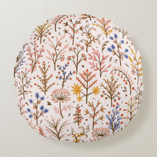 Coussins Ronds Automne Floral Motif sans couture. Doodle Plante, 