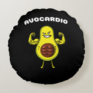 Coussins Ronds Avocardio Fitness Avocado Funny Vegan Exercice Pla