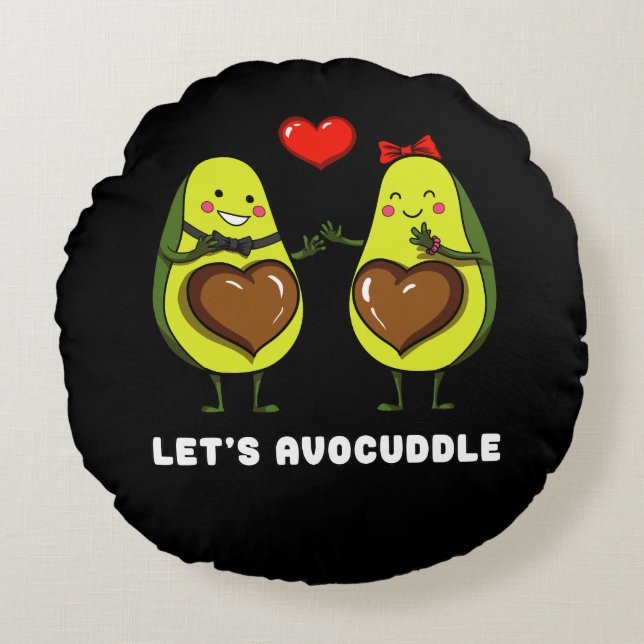 Coussins Ronds Avocuddle Cute Avocado Vegan Plaisanterie (Devant)