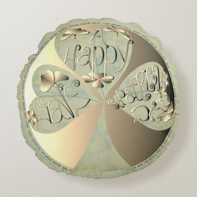 Coussins Ronds "Ayez une joyeuse St. Patrick" écrit à la main (Devant)