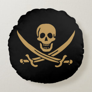 Coussins Ronds Aztec Gold Crâne et cutlass Pirate Calico Jack