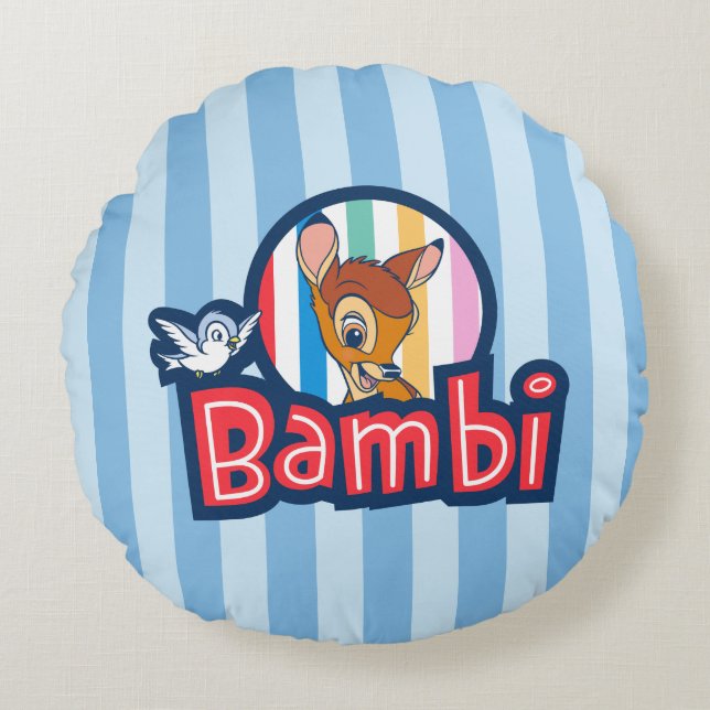 Coussins Ronds Badge bambou rayé (Devant)