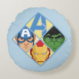 Coussins Ronds Badge Visage des Avengers