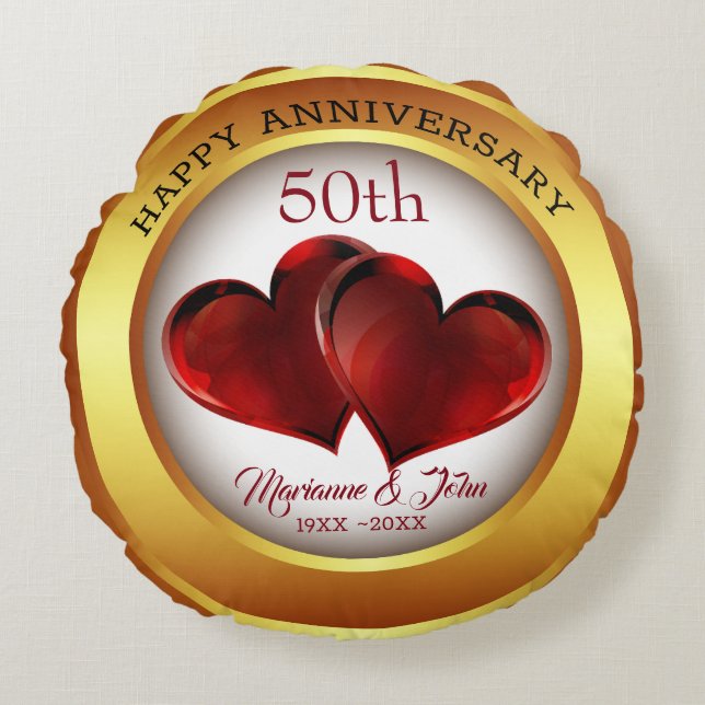 Coussins Ronds Bague Or Et Coeurs (Devant)