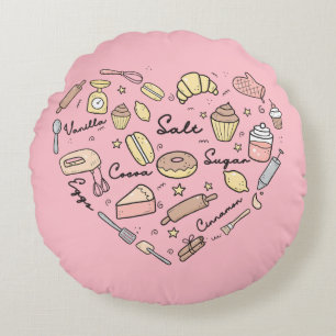 Coussins Ronds Baker Heart Funny Boulangerie Cuisine pâtisserie C