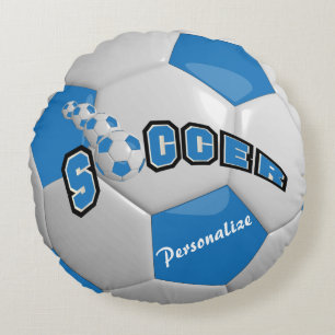 Coussins Ronds Bal de football bleu  Nom DO-IT-YOURSELF